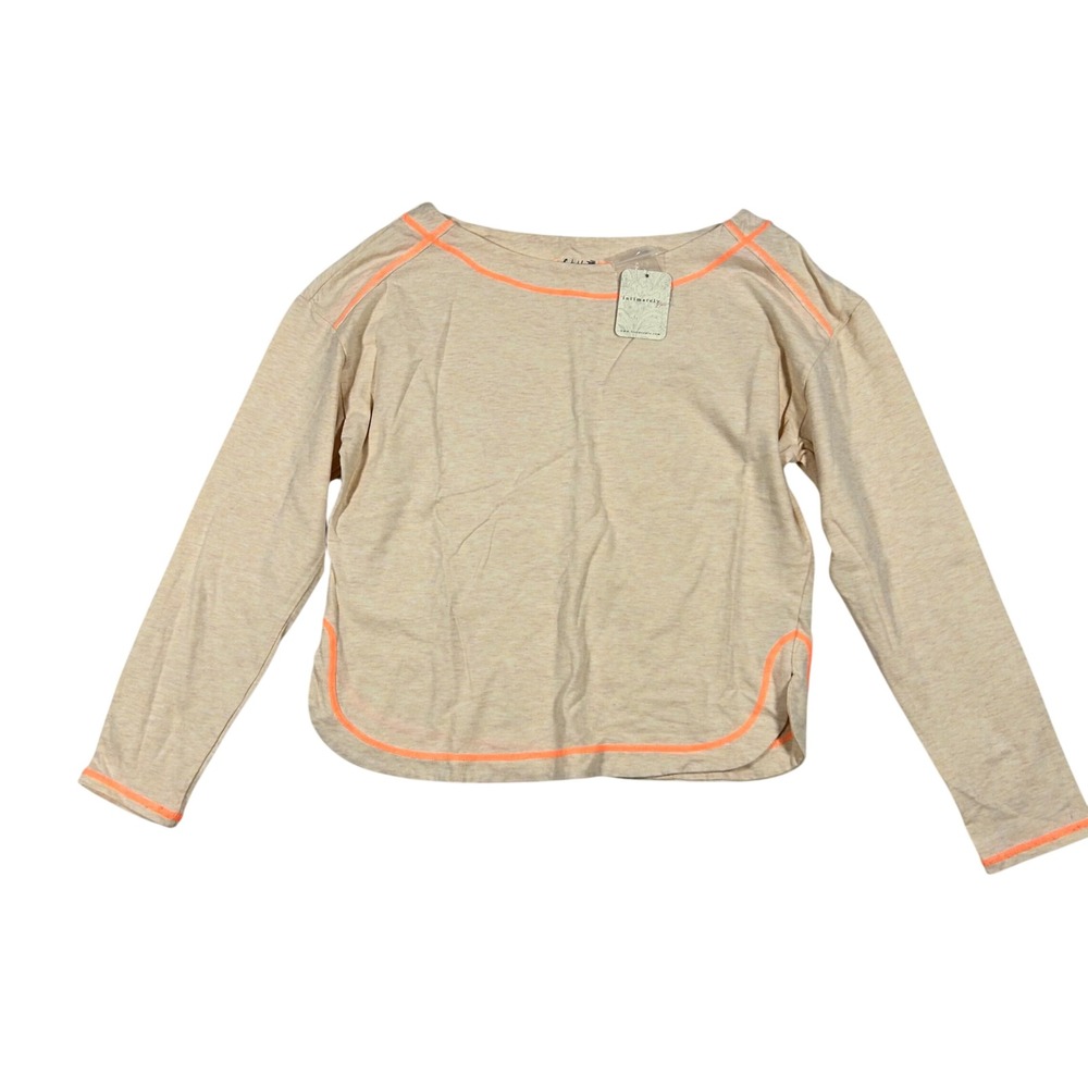 Intimately Free People Long Sleeve Top Mens M Ivory Combo Neon Contrast Piping